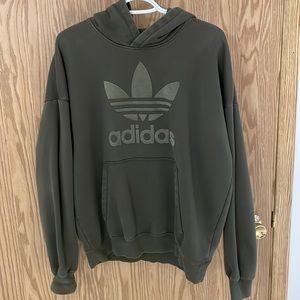 Adidas olive green pull over hoodie
